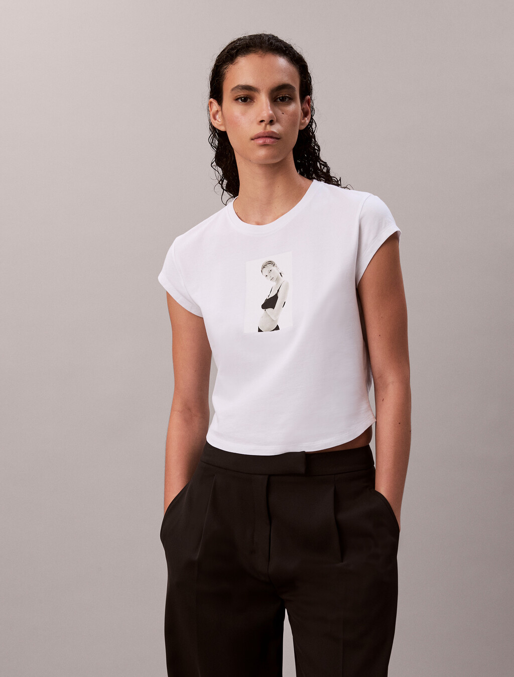 Kate Moss 圖案緊身 T 恤, Brilliant White, hi-res