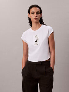 Kate Moss 圖案緊身 T 恤, Brilliant White, hi-res