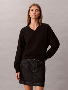 Terry Relaxed Sweatshirt, Black, hi-res