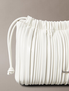 Drawstring Plisse Crossbody Bag, Lily White, hi-res