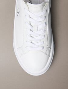 Sienna - Leather Logo Platform Trainers, Bright White/Silver, hi-res