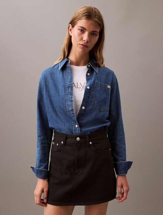 High Rise Denim Mini Skirt