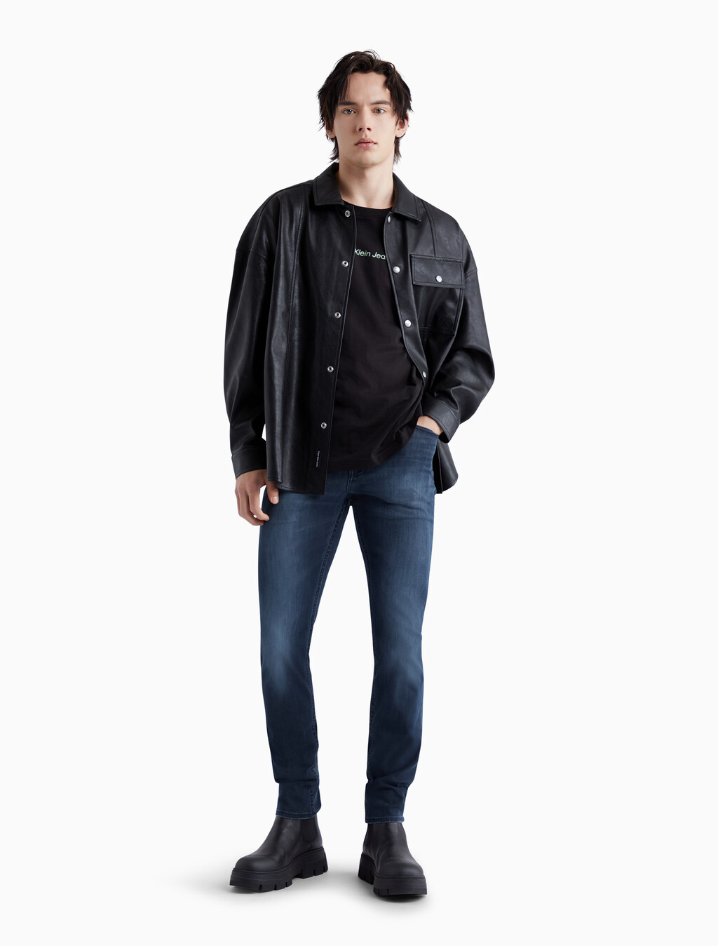 37.5 雙彈力修身窄口牛仔褲, Denim Dark, hi-res