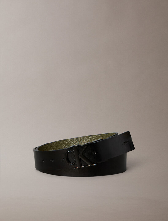 Reversible Leather Monogram Logo Belt