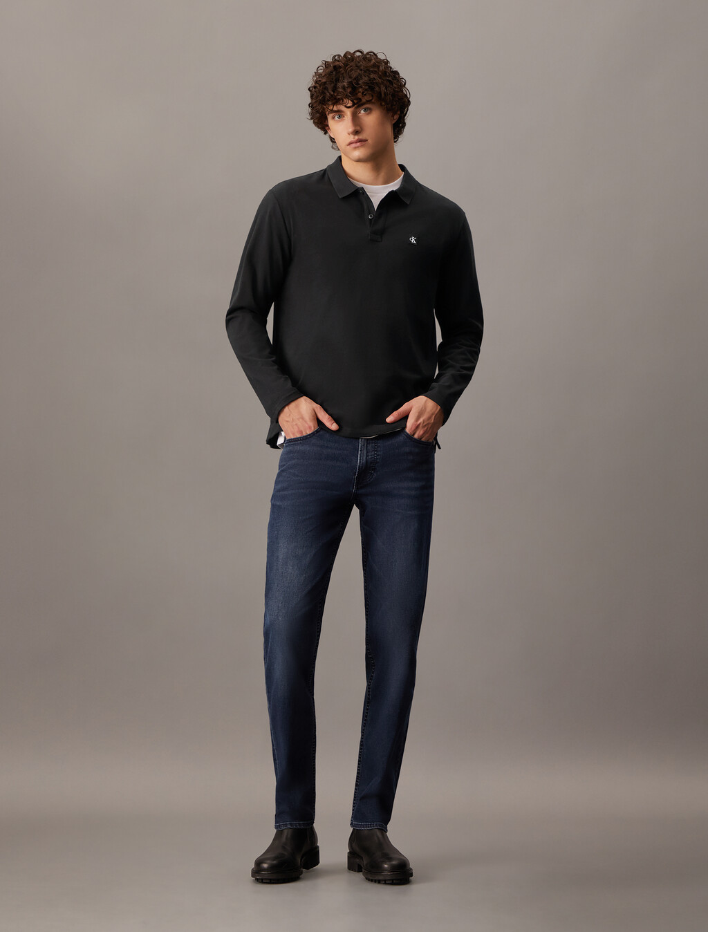 CK 徽章標準版型 Polo 衫, Ck Black, hi-res