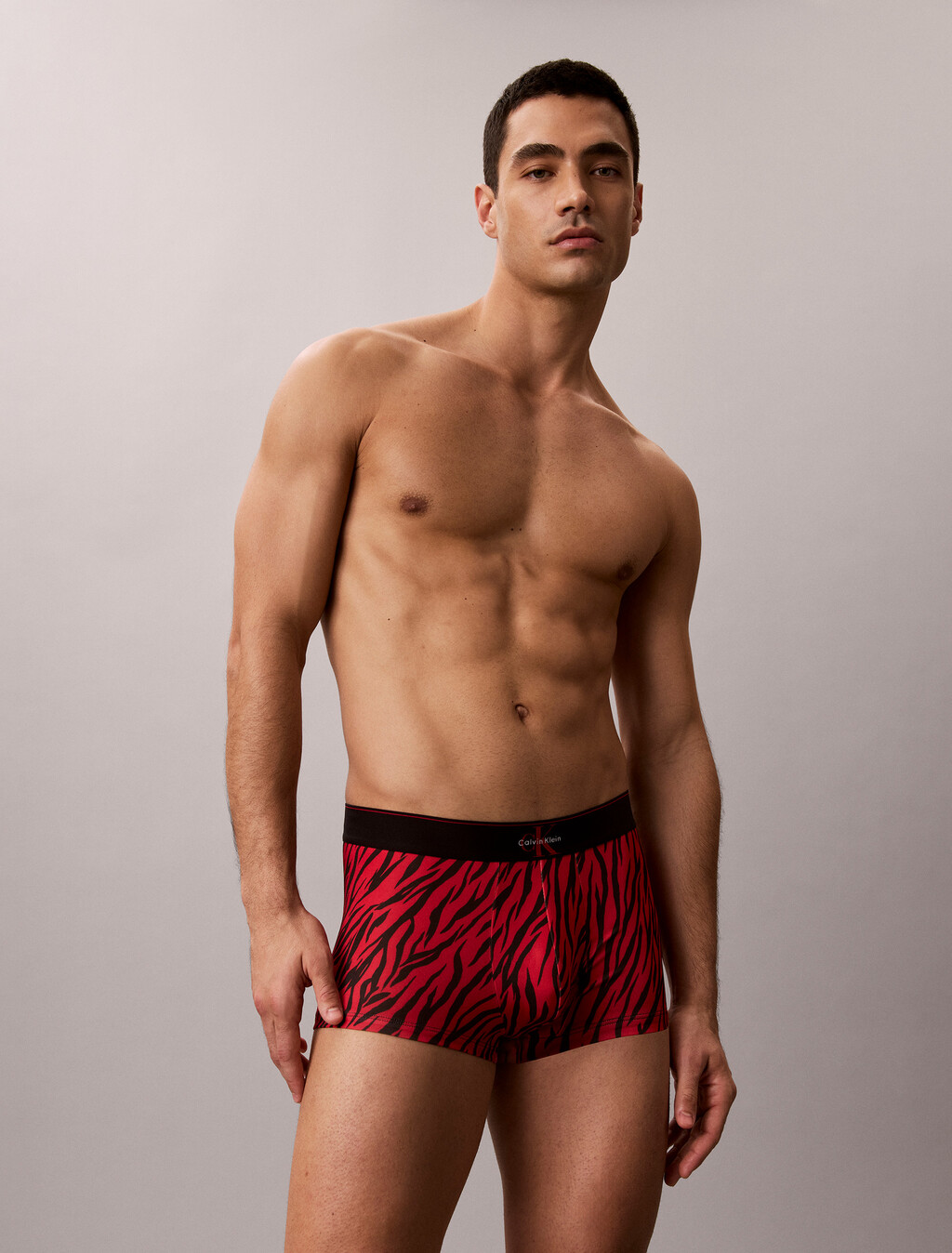 Monogram 圖案低腰平口內褲, PAINTED TIGER BLACK/RED GALA, hi-res