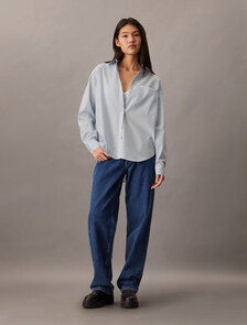 Breathable Monogram Relaxed Shirt, 19454 CHAMBRAY BLUE/ WHITE/ NIGHT SKY STRIPE+chamb, hi-res