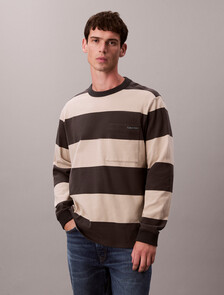 Cotton Stripe Relaxed T-Shirt, Pirate Black, hi-res