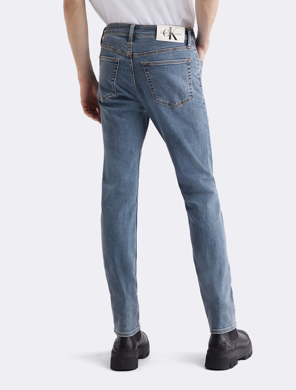 Recycled Cotton Power Stretch Slim Jeans, 078B MID BLUE, hi-res