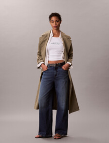 修身羅紋棉質背心, Bright White, hi-res