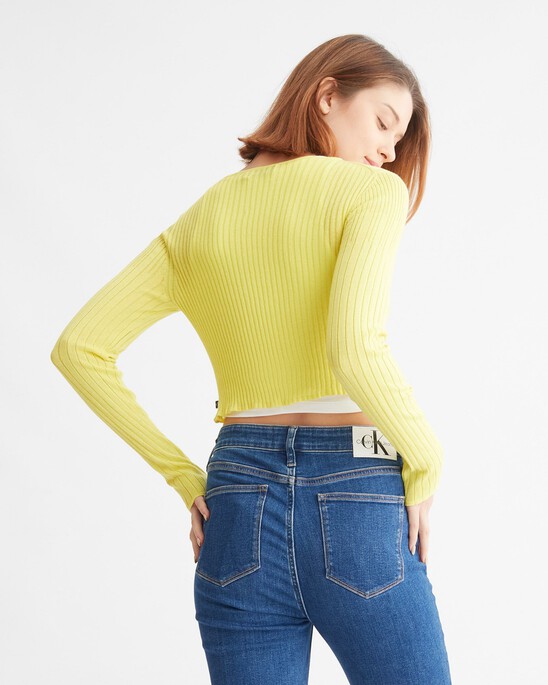 Smooth Cotton Rib Cardigan