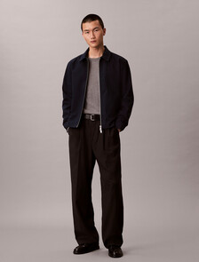 Cotton Dobby Blouson Jacket, Dark Sapphire, hi-res