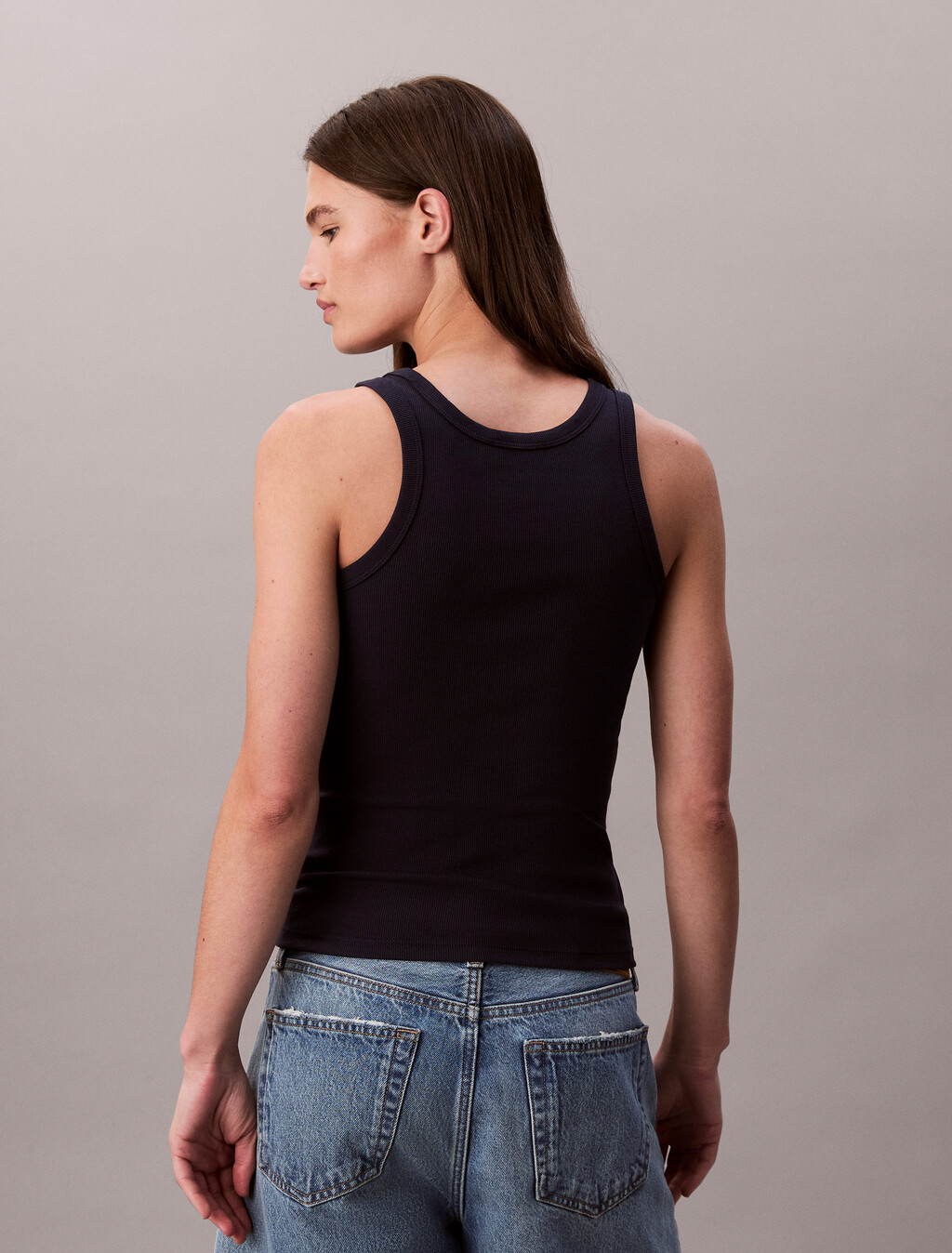 Rib Knit Tank Top, Dark Sapphire, hi-res