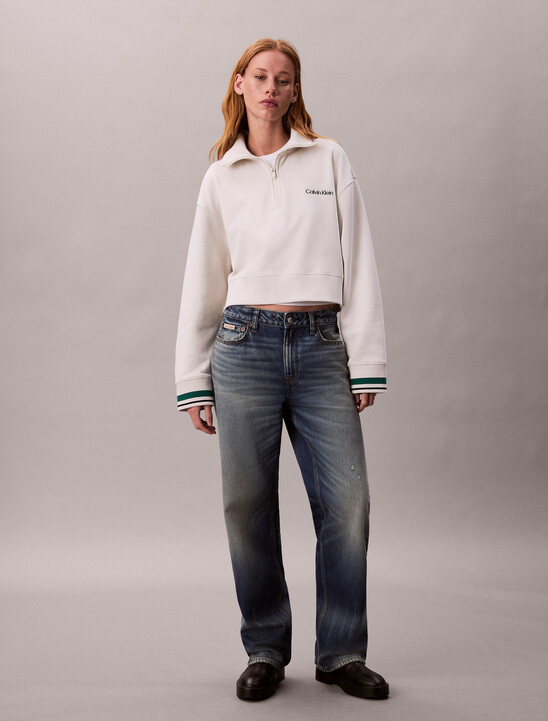 1/4 Zip Cotton Terry Sweatshirt