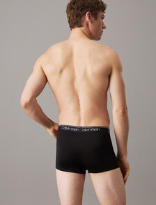 Calvin Klein Logo 低腰貼身短版四角褲 3 件組, BLACK W/ BLACK/ASH/MEDITERRANEA WBS, hi-res