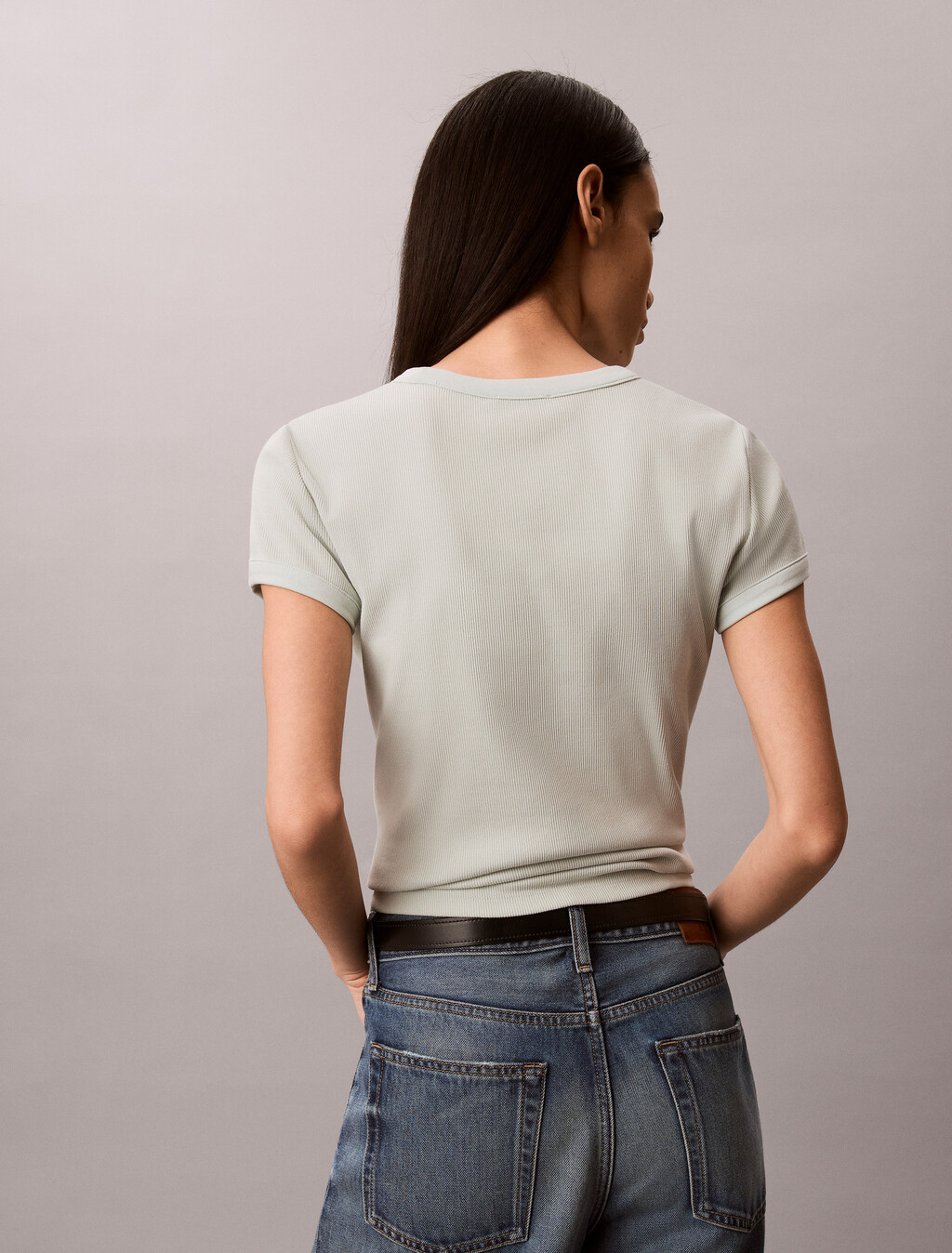 Slim Ribbed Cotton Logo T-shirt, Pale Meadow, hi-res