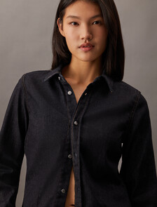 Forever Stretch 靛藍色水洗牛仔襯衫, Denim Rinse, hi-res