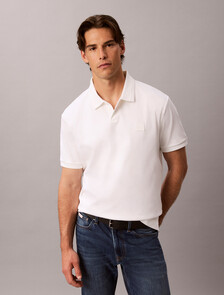 Mercerized Double Knit Cotton Polo, Bright White, hi-res