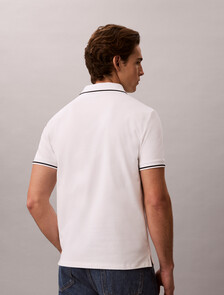 涼感對比飾邊衣領 Polo 衫, Bright White, hi-res