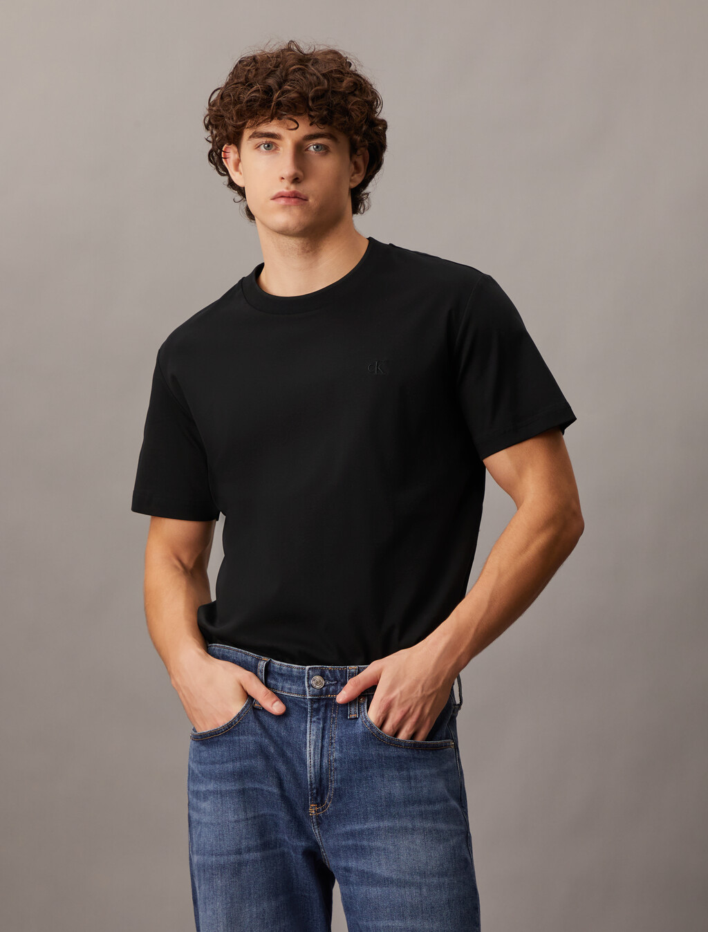 Premium Cotton Small Logo Tee, Ck Black, hi-res