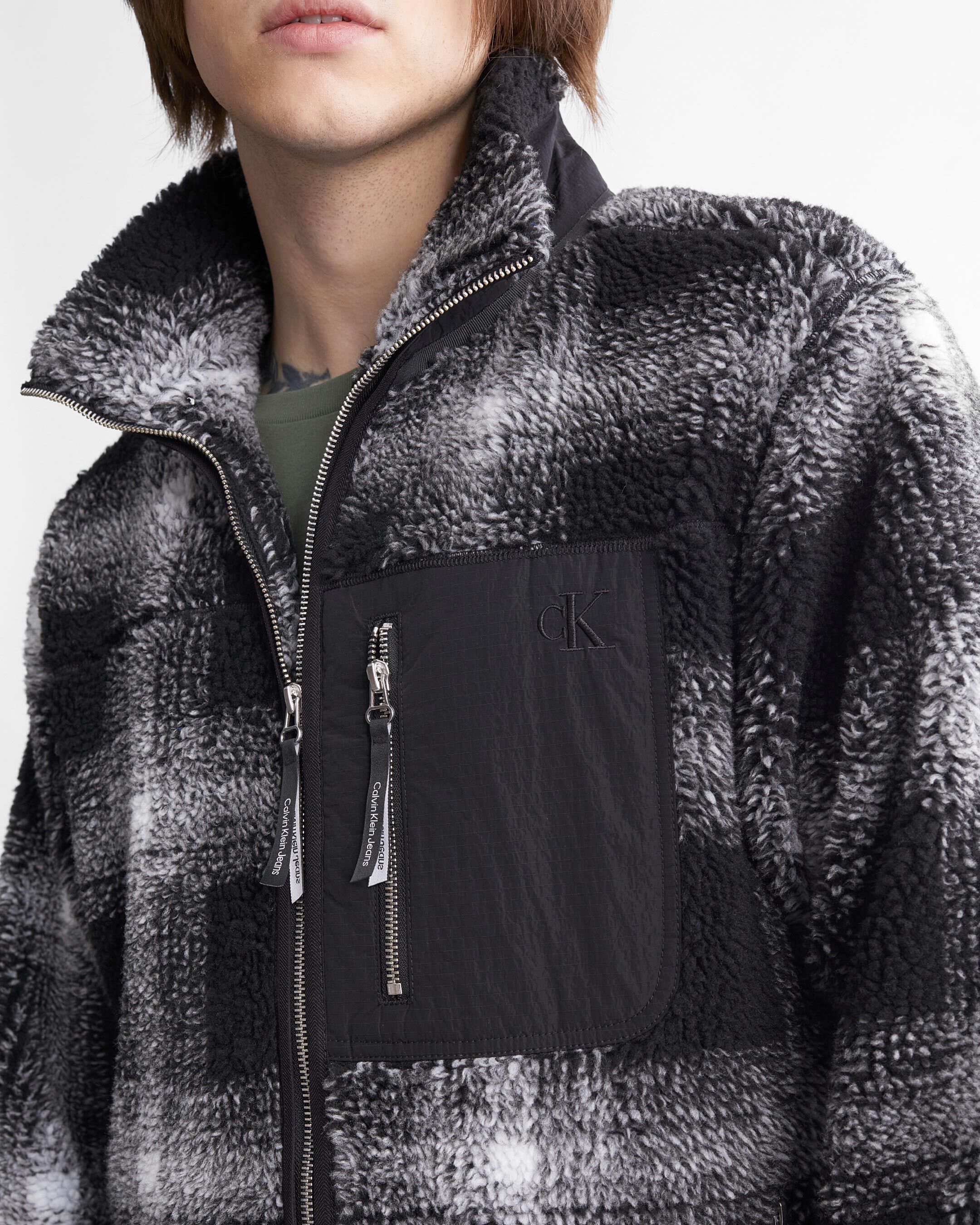 Shadow Plaid Sherpa Jacket black Calvin Klein Taiwan