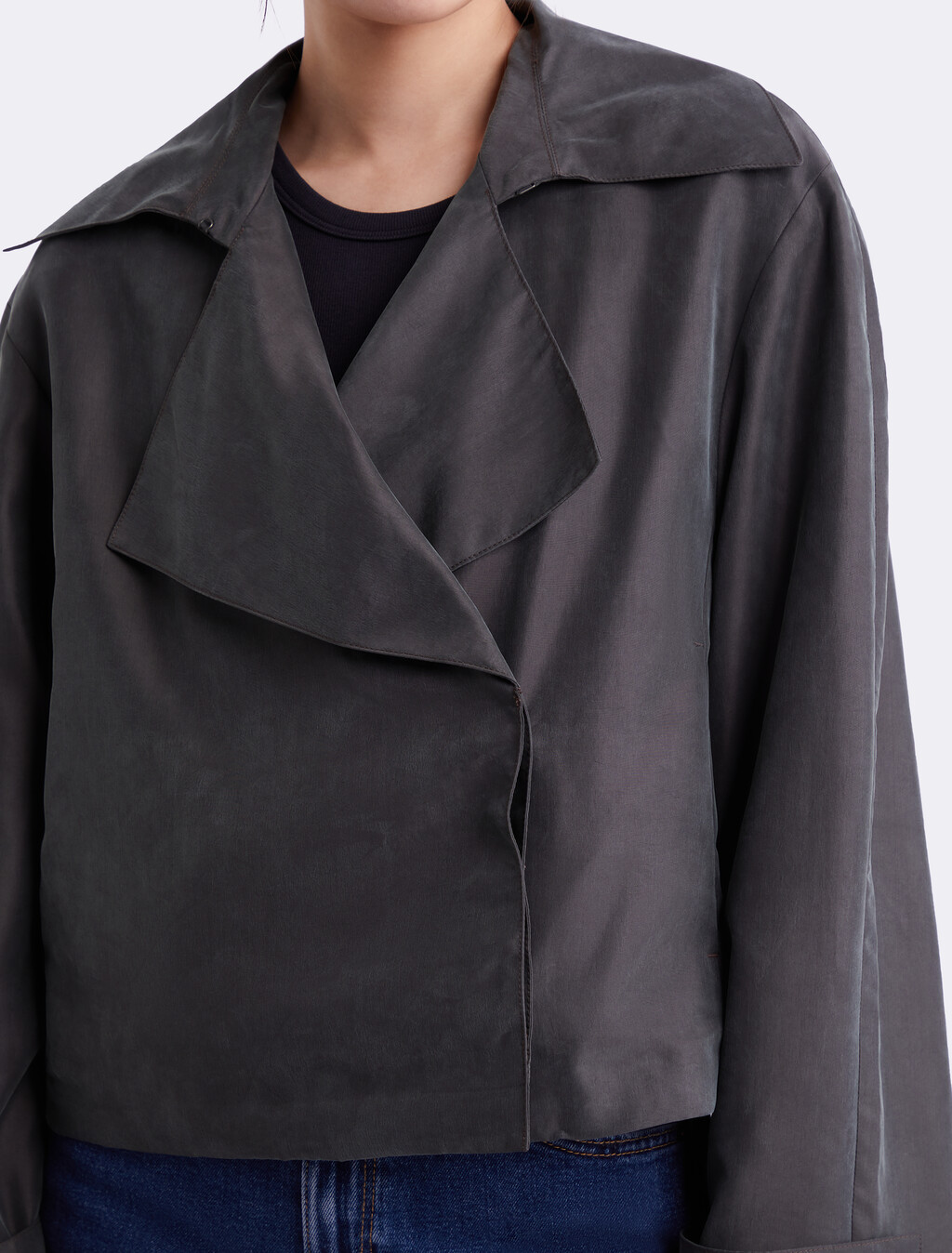 Cropped Trench Coat, Mulch, hi-res