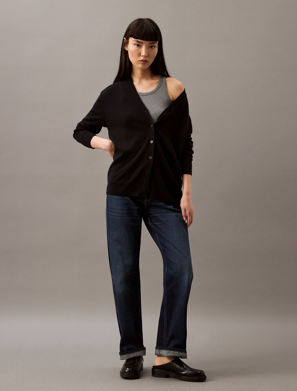 Cashmere Cardigan, Black, hi-res