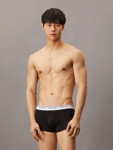 棉質彈性低腰平口內褲 3 件組, BLACK/BLACK/BLACK, hi-res