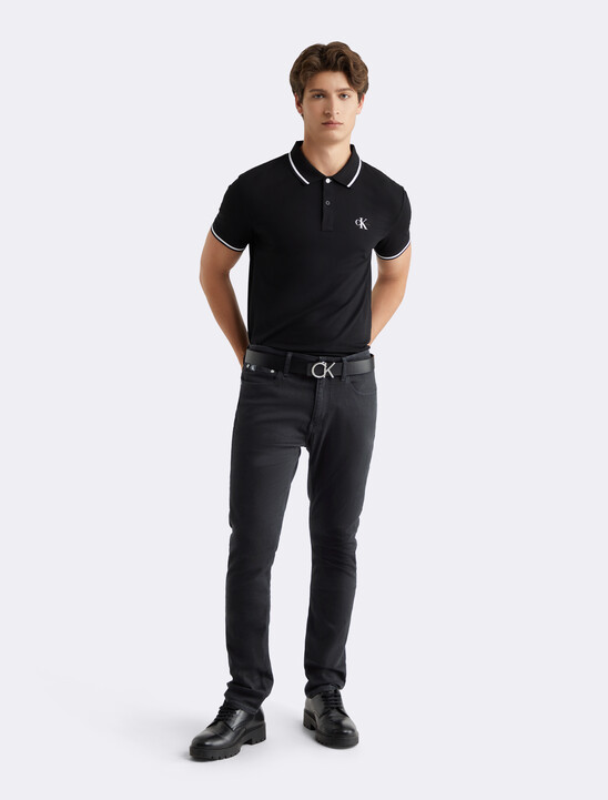 Washed Black Athletic Taper Jeans