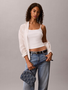 Denim Allover Emblem Logo Camera Bag, Denim JQD Medium Wash, hi-res