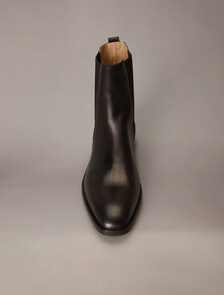 皮革杏形鞋頭切爾西靴, Triple Black, hi-res