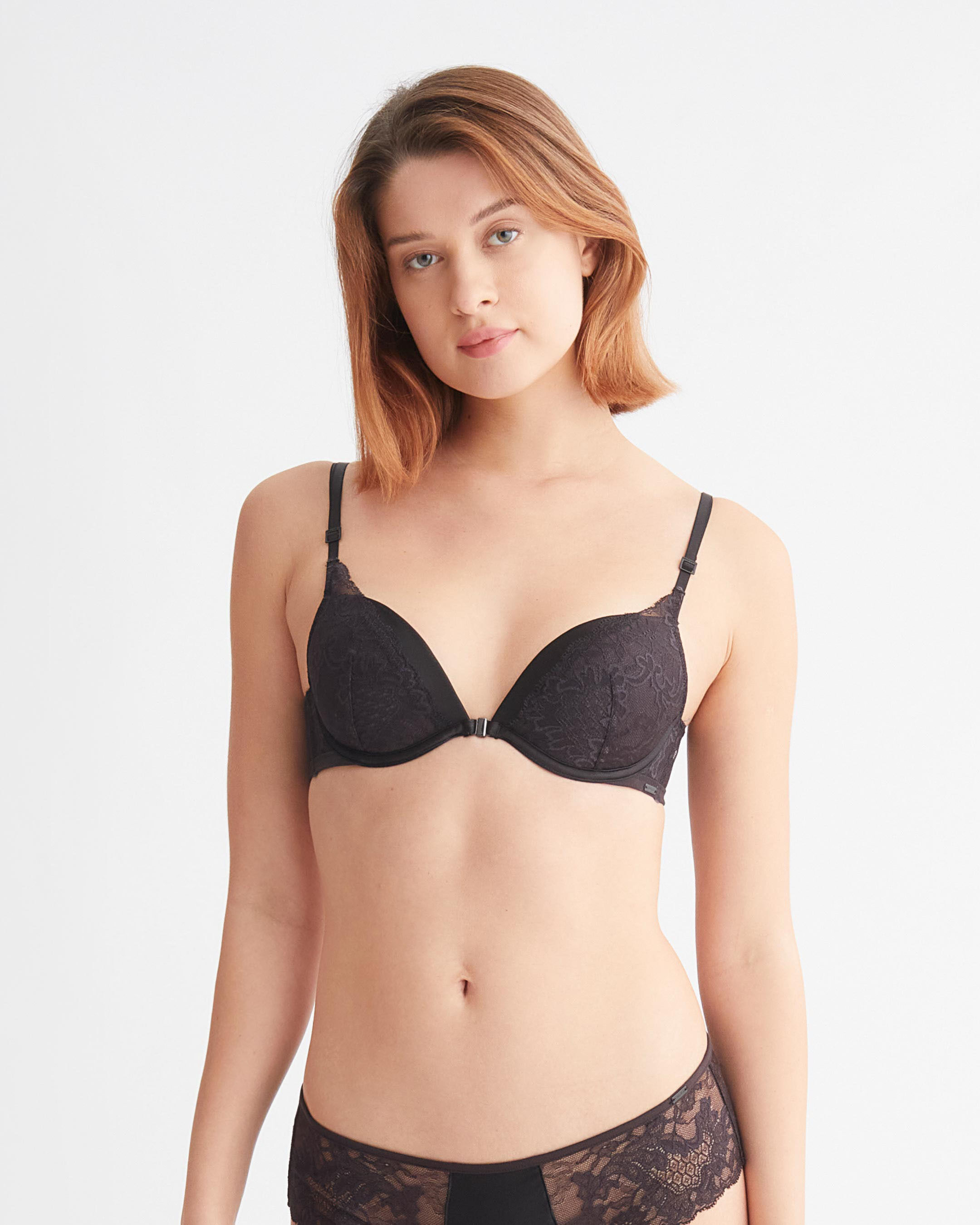 CK Black Bridal Push Up Plunge Add A Size Bra black Calvin