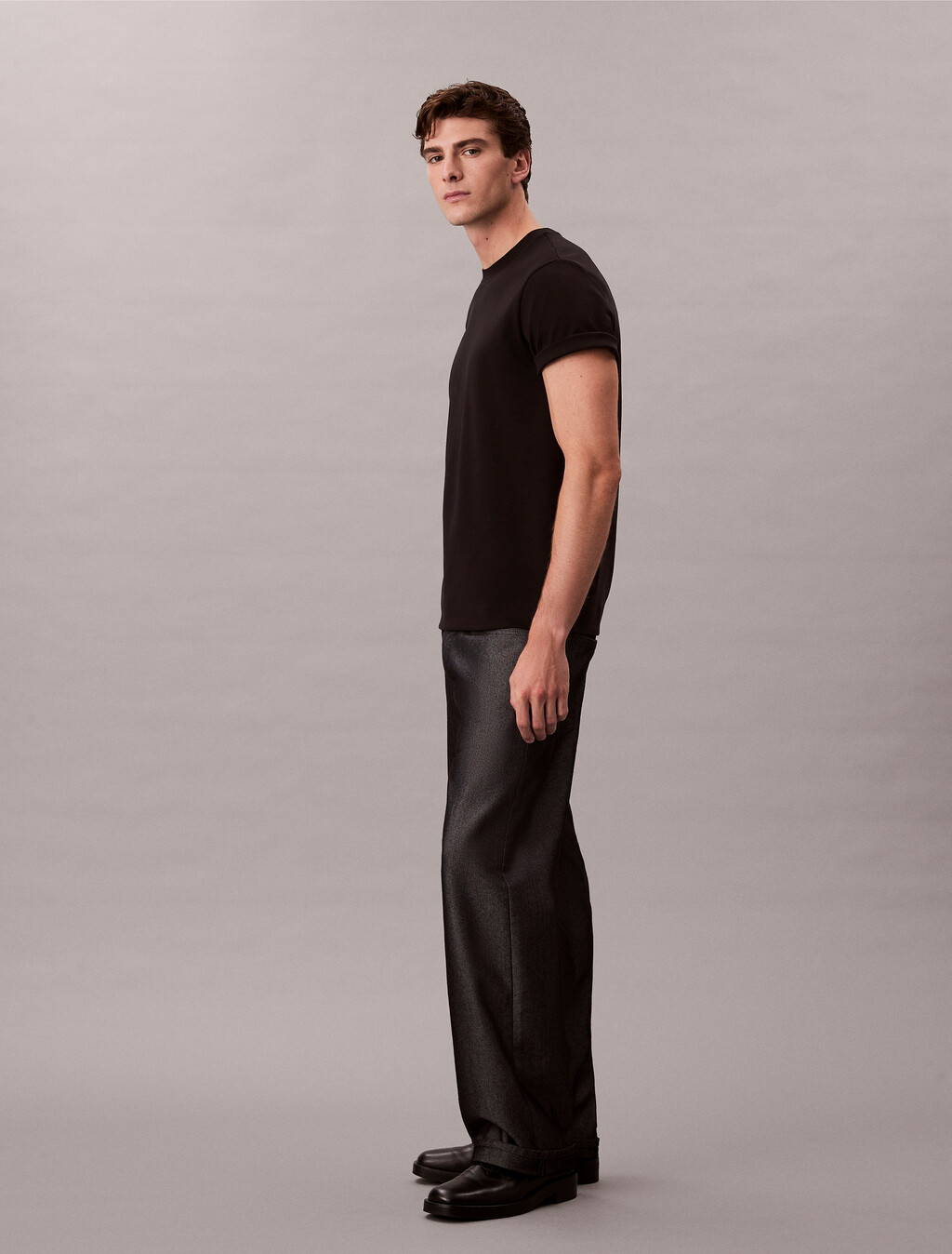 Tonal Monogram Crewneck Tee, Black, hi-res