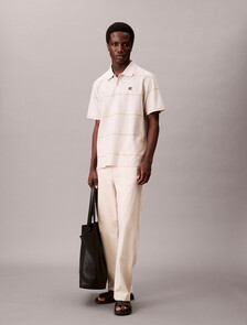 Textured Stripe Easy Polo Shirt, Moonstruck, hi-res
