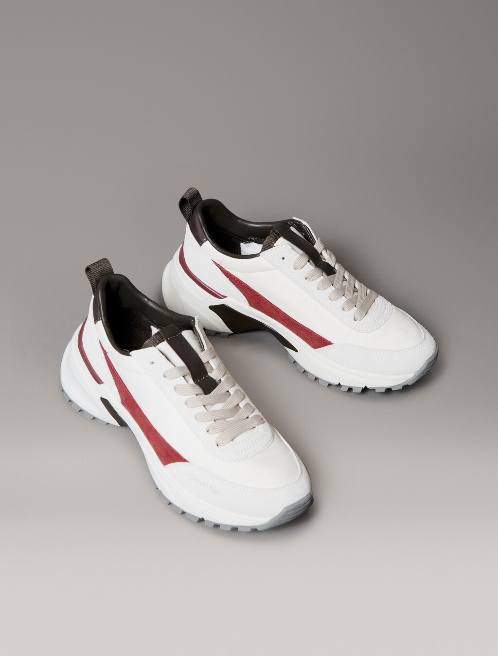Suede and Nylon Runner Trainers, Lily White/Beluga, hi-res