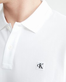 Ck 徽章修身光滑棉質 Polo 衫, Bright White, hi-res