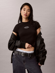Baby Fit Logo Cropped T-Shirt, Black, hi-res