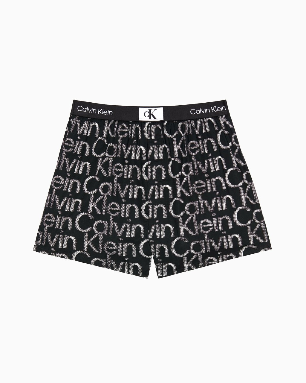 Calvin Klein 1996 Woven  Cotton Boxers, HALFTONE GLITCH LOGO PRINT+BLACK, hi-res