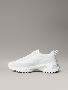 Suede and Emblem Logo Nylon Trainers, White/Marshmallow/Feather Gray, hi-res