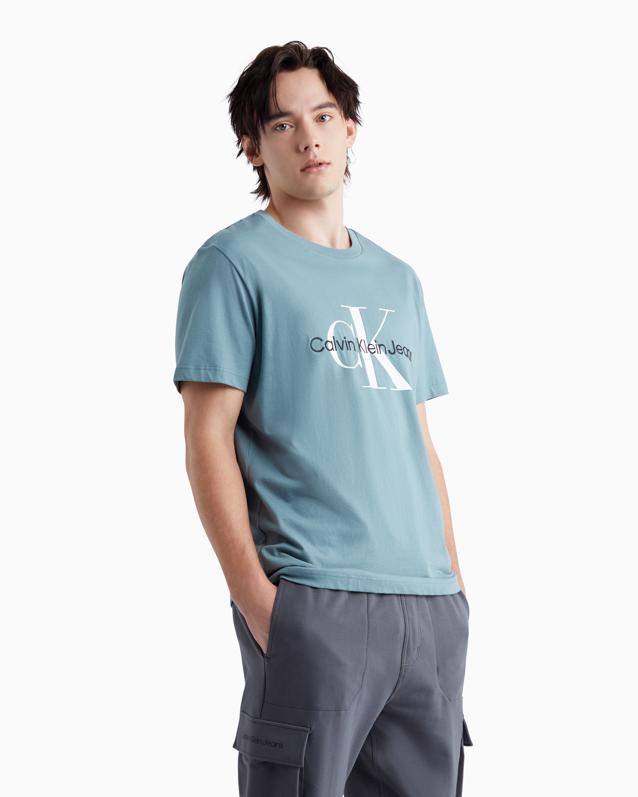 Monogram Organic Cotton Tee blue Calvin Klein Taiwan