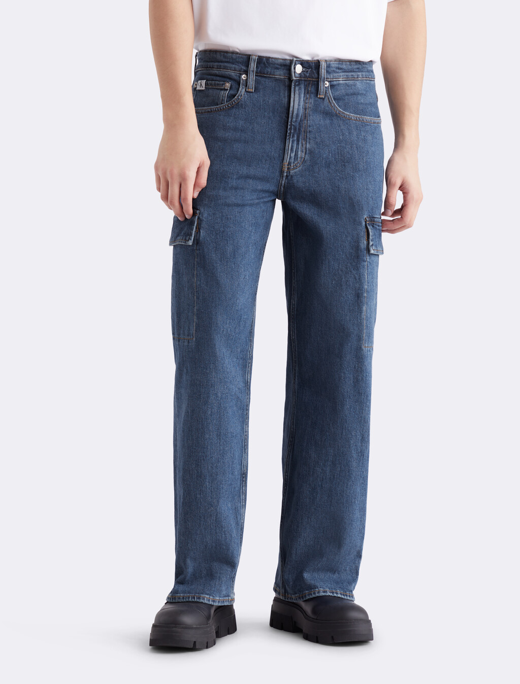 90s Loose Cargo Jeans, 051 MID BLUE, hi-res