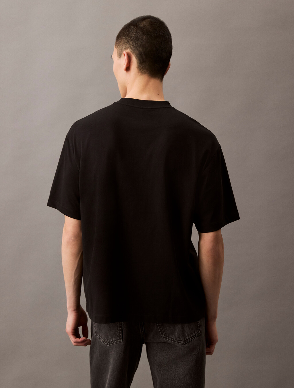 Calvin Logo 圓領上衣, Black, hi-res
