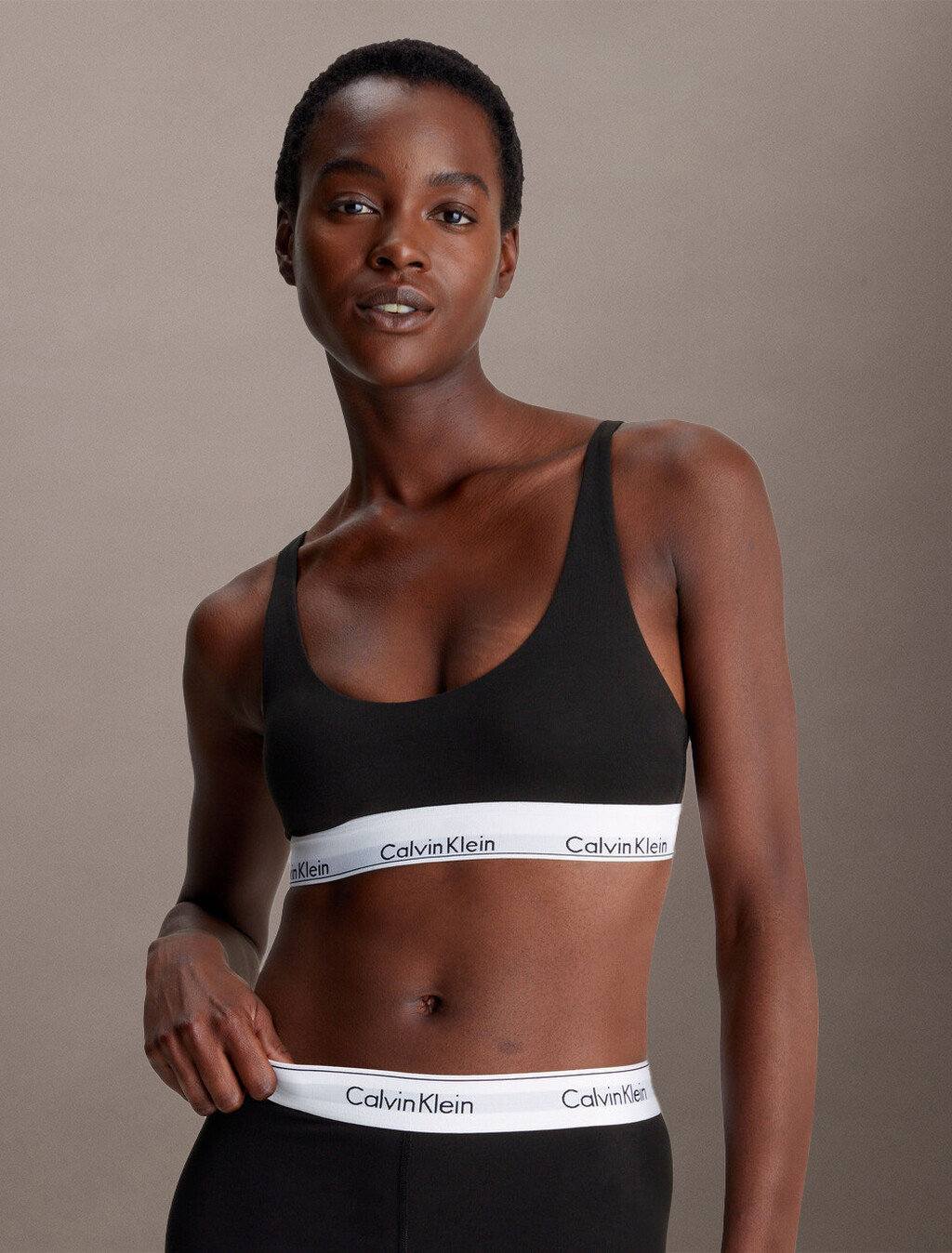 Modern Cotton Bralette, Black, hi-res
