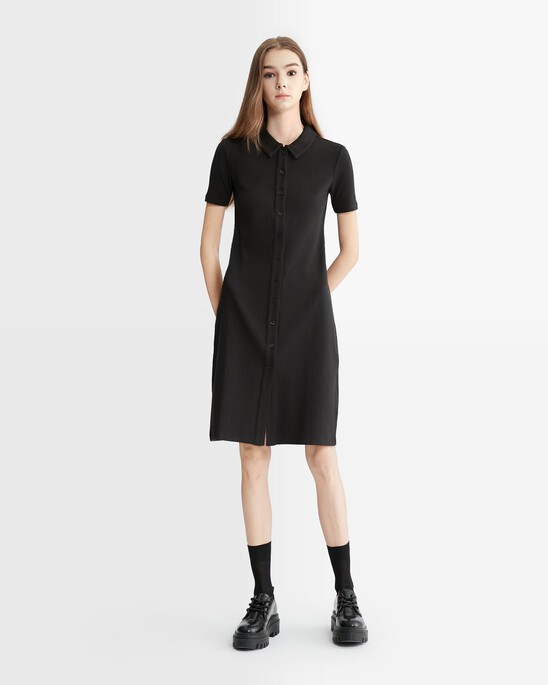 Rib Knit Shirt Dress