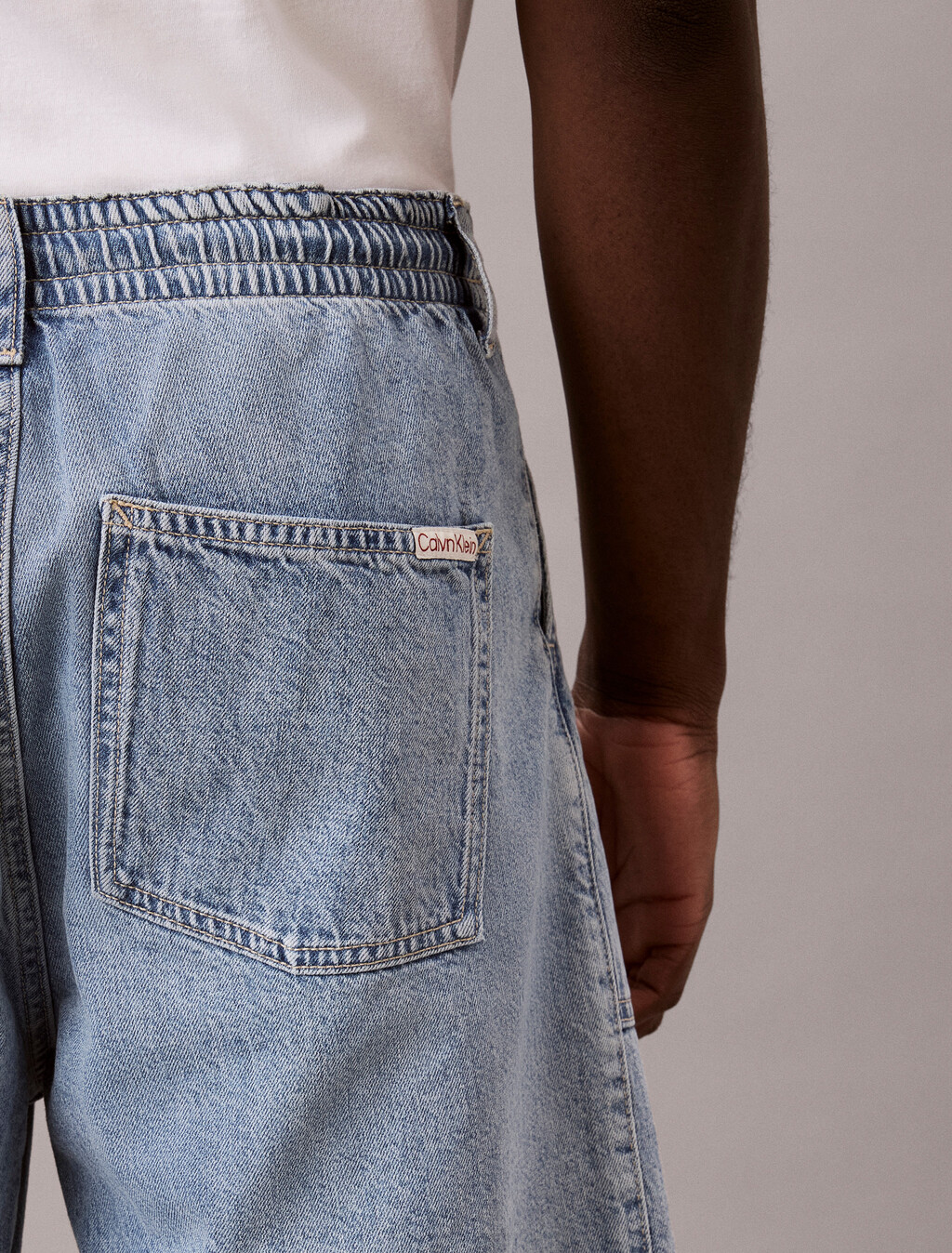 Cotton Linen Denim Shorts, SHALLOW TIDE, hi-res