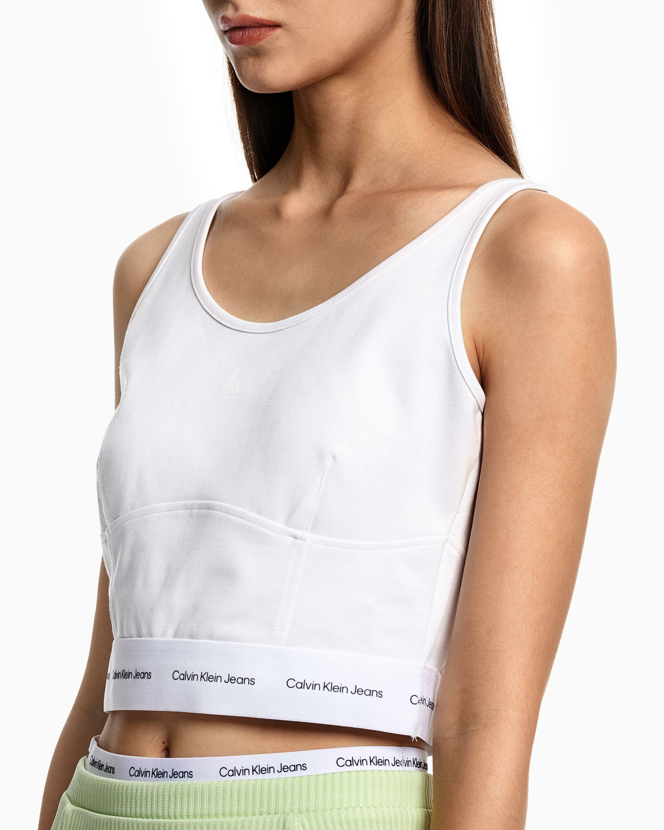 2 In 1 Rib Knit Cropped Top green Calvin Klein Taiwan