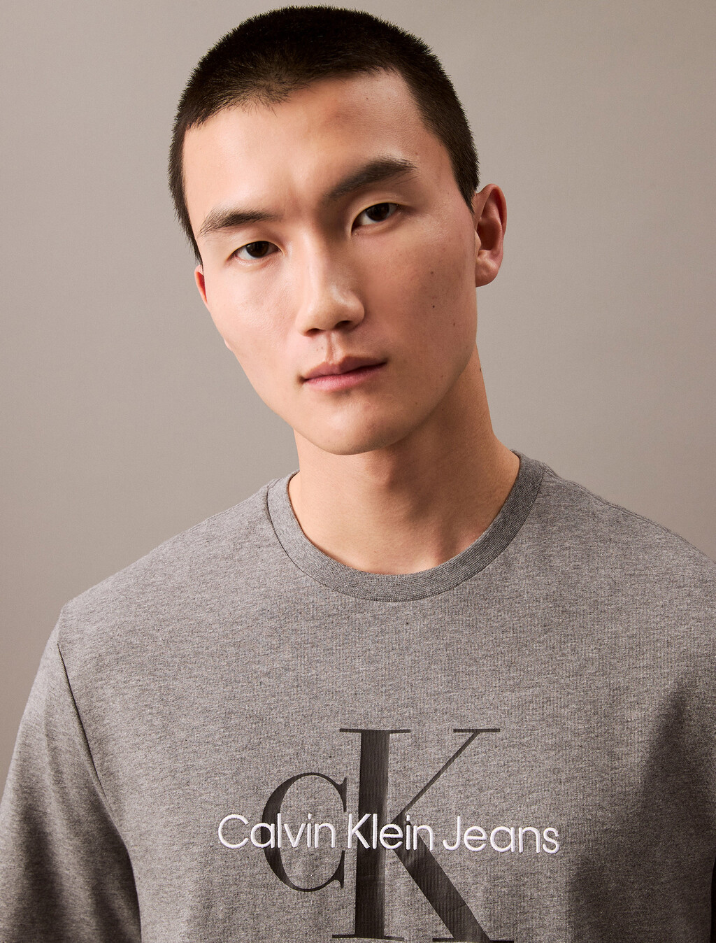 Monogram Logo Graphic Classic Crewneck T-Shirt, Med Grey Htr, hi-res