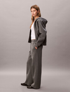 Jersey Wide Leg Joggers, Med Grey Heather, hi-res