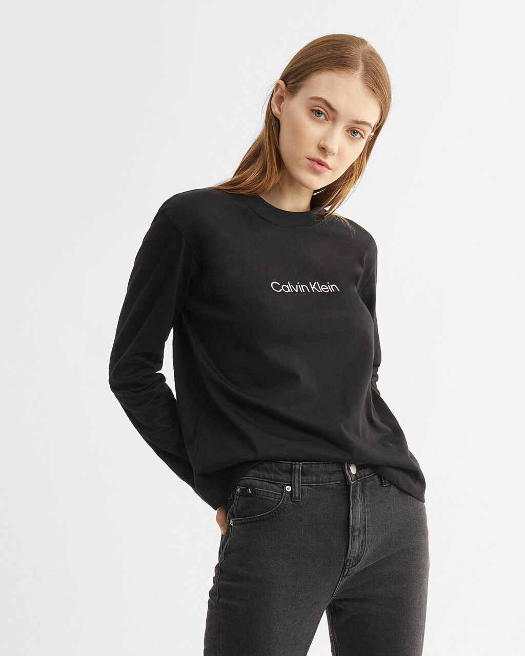 Descubrir 57+ imagen calvin klein black long sleeve shirt