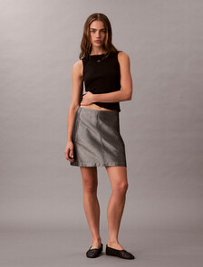 棉質彈性羅紋針織背心, Black, hi-res